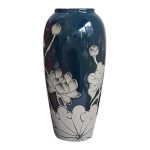 Lọ hoa – Decal hoa sen – Men màu – H28