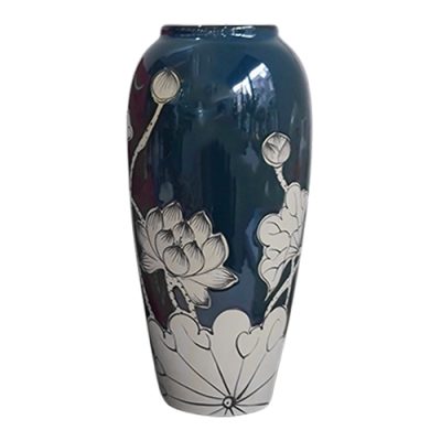 Lọ hoa – Decal hoa sen – Men màu – H28