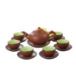 Bộ ấm chén tử sa quà tặng in logo màu nâu 270ml KQ-ACTS11