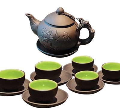 Bộ trà tử sa khắc sen - 400ml