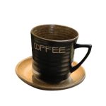 Bộ tách cafe Bát Tràng 220ml - nâu gốm