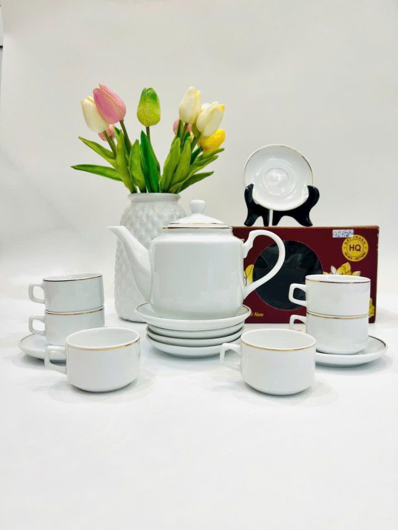 Bộ trà trắng vuông thẳng 500ml (2)