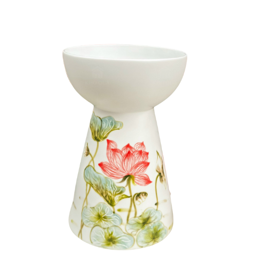 Lọ hoa vẽ tay đài sen – H28 Lọ hoa vẽ tay đài sen – H28