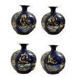 Bình hút lộc quà tặng in logo tứ cảnh hoa văn vàng kim 30cm KQ-BHL10