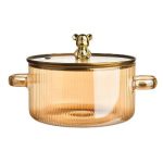 Nồi thủy tinh nắp núm gấu- màu vàng