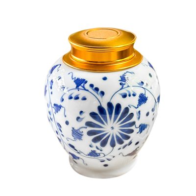 Lọ chè Bát Tràng dáng chóe vẽ tay kín bình