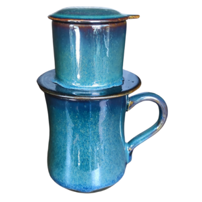 Bộ Phin cafe sứ Bát Tràng -  Men hỏa biến 02