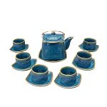 Bộ ấm chén hỏa biến quà tặng in logo dáng vuông quai đồng 600ml KQ-ACHB11