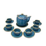 Bộ ấm chén hỏa biến quà tặng in logo dáng vại quai đồng 500ml KQ-ACHB08