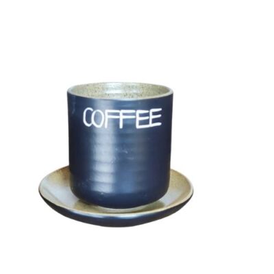 Cốc sứ cafe kèm đĩa Bát Tràng - Cốc trụ 200ml Nâu Gốm
