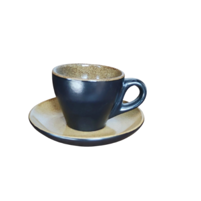 Cốc sứ cafe kèm đĩa Bát Tràng 70ml- Nâu gốm
