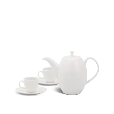 Bộ ấm chén Minh Long quà tặng in logo Anna màu trắng ngà 470ml KQ-ACML04