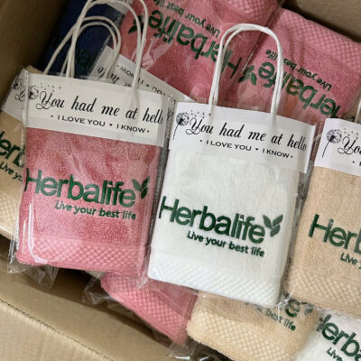 Set khăn gội 35x78cm + túi xách