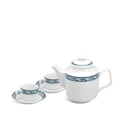 Bộ ấm chén Minh Long quà tặng in logo Jasmine họa tiết chim lạc 700ml KQ-ACML10