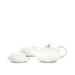 Bộ ấm chén Minh Long quà tăng in logo Anna viền chỉ vàng dáng elip 470ml KQ-ACML11