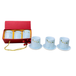 Bộ 3 cốc sứ vẽ tay Bát Tràng - men vân đá