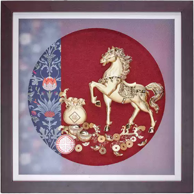 Tranh bát mã dát vàng 24k