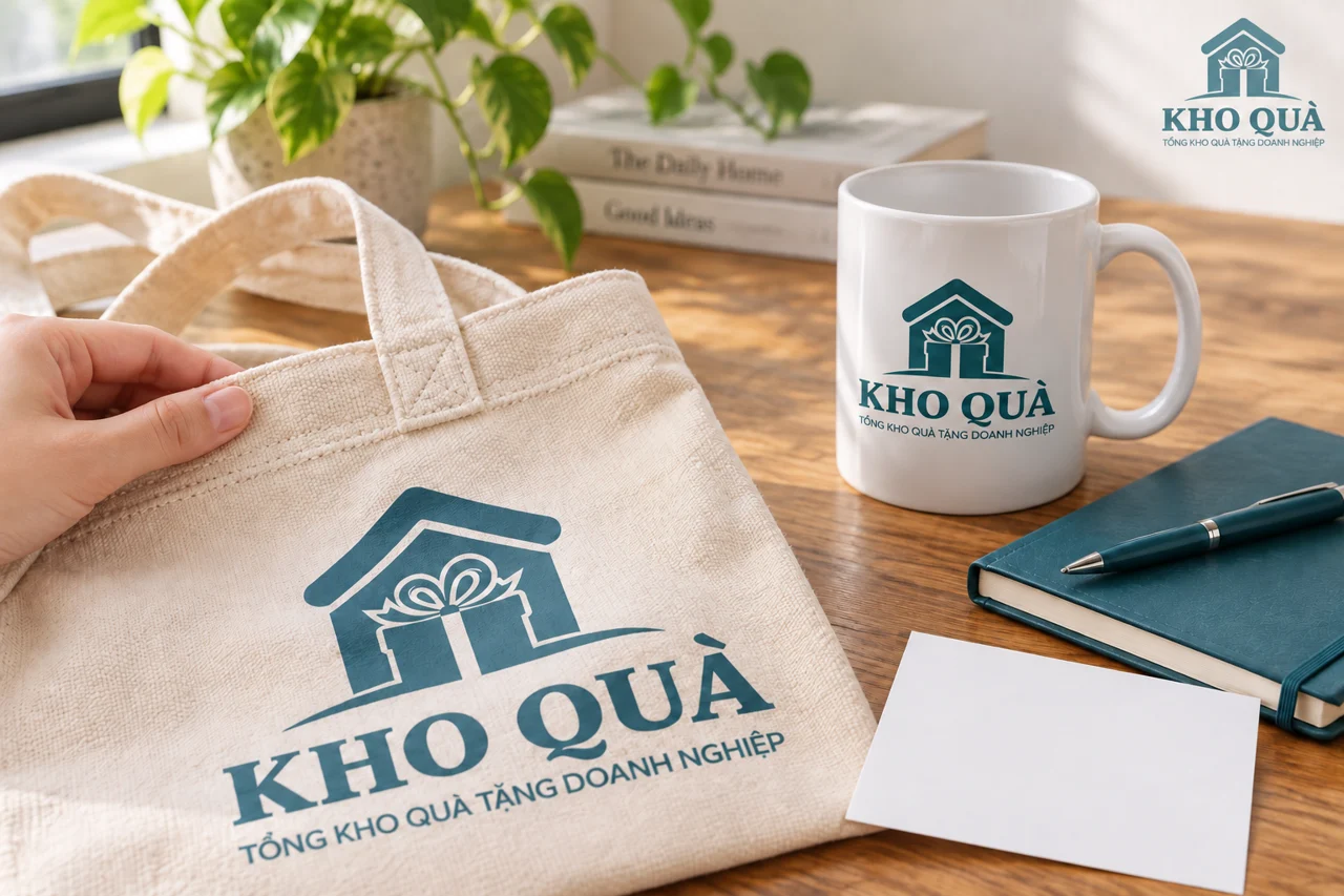 Cận đường may túi, quai cốc và sổ bút in Kho Quà