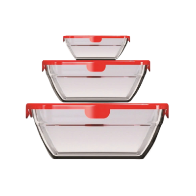 Bộ 3 thố thủy tinh vuông