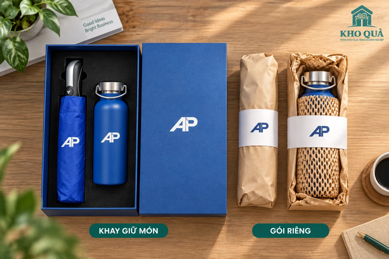 Hai phương án bộ bình ô in AP trong khay và gói riêng