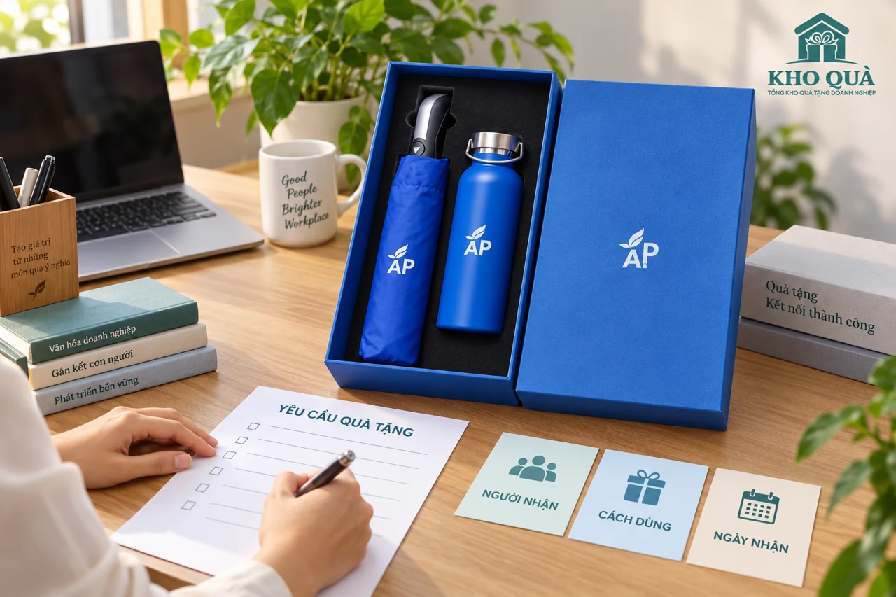 Chuẩn bị yêu cầu quà tặng cùng bộ bình ô in AP