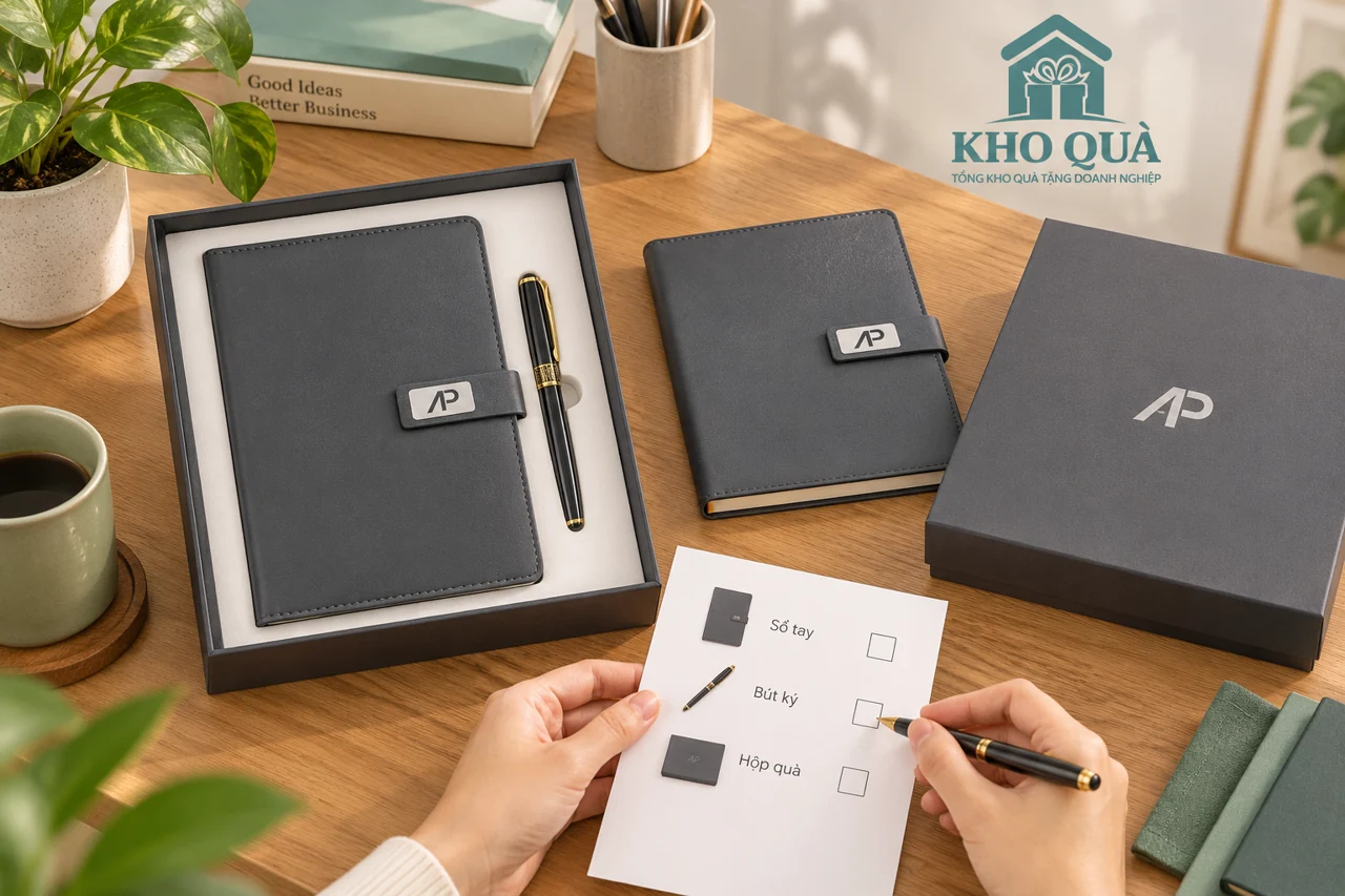 Một bộ sổ bút đủ cùng sổ rời và hộp bên bảng kiểm