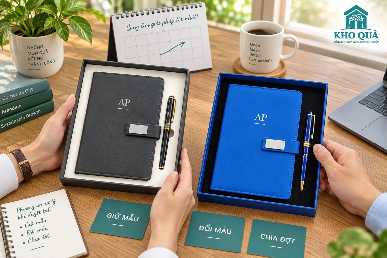 So hai bộ sổ bút cùng thẻ giữ mẫu, đổi mẫu và chia đợt