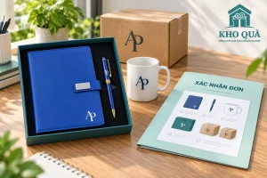 Bộ sổ bút cốc cùng hồ sơ xác nhận đơn và kiện đóng gói