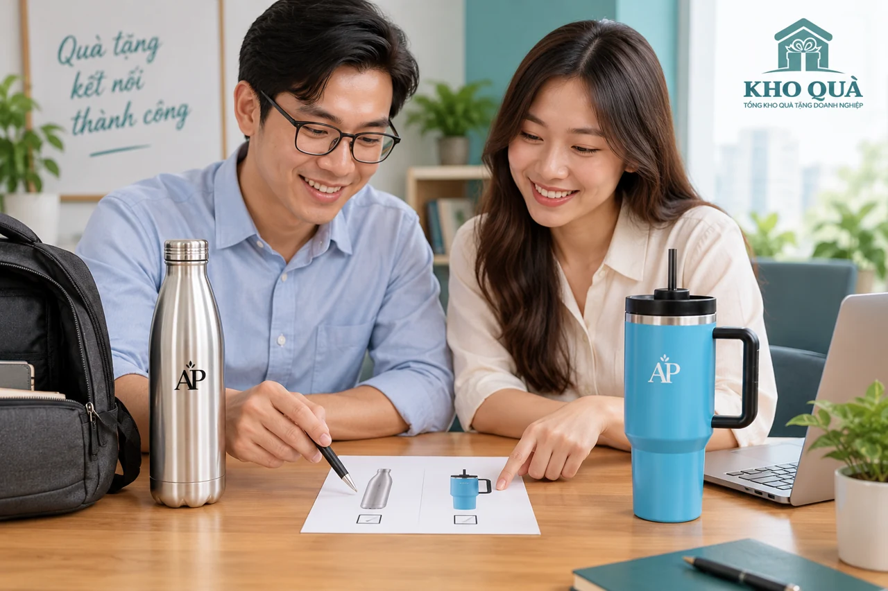 Phương án so ly quai lớn tại bàn với bình mang theo