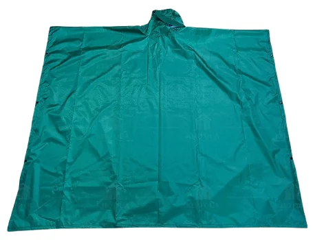 Poncho KQ-AM14 xanh trải phẳng thấy mũ ở giữa
