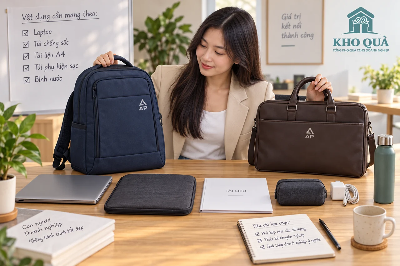 Phương án so balo và cặp AP cùng laptop, túi chống sốc và tài liệu