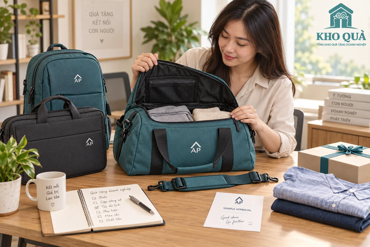 Phương án duyệt túi AP mở cùng đồ gấp, dây rời và hộp quà