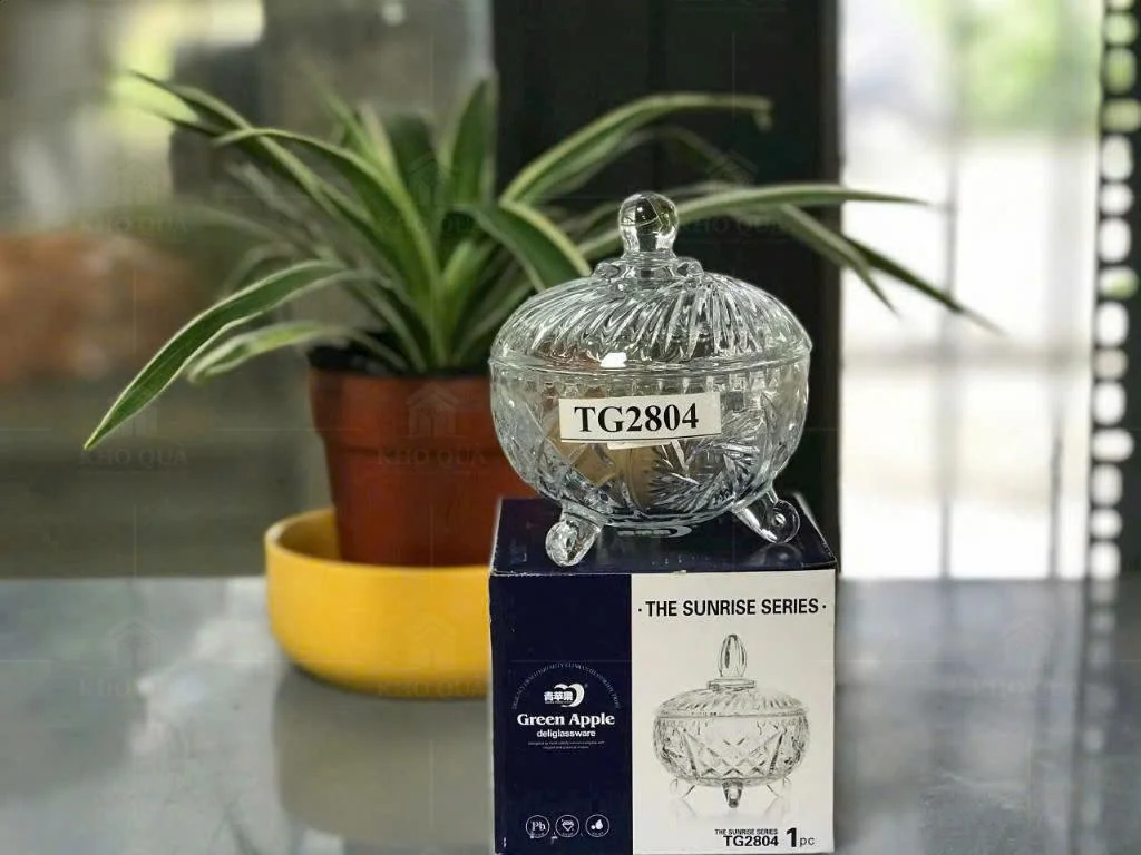 Hũ thủy tinh có nắp chân đỡ và hộp trong gallery hũ mứt Tết thủy tinh 01