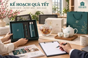 Phương án kế hoạch quà Tết với bộ sổ bút bình hũ nắp và bộ trà