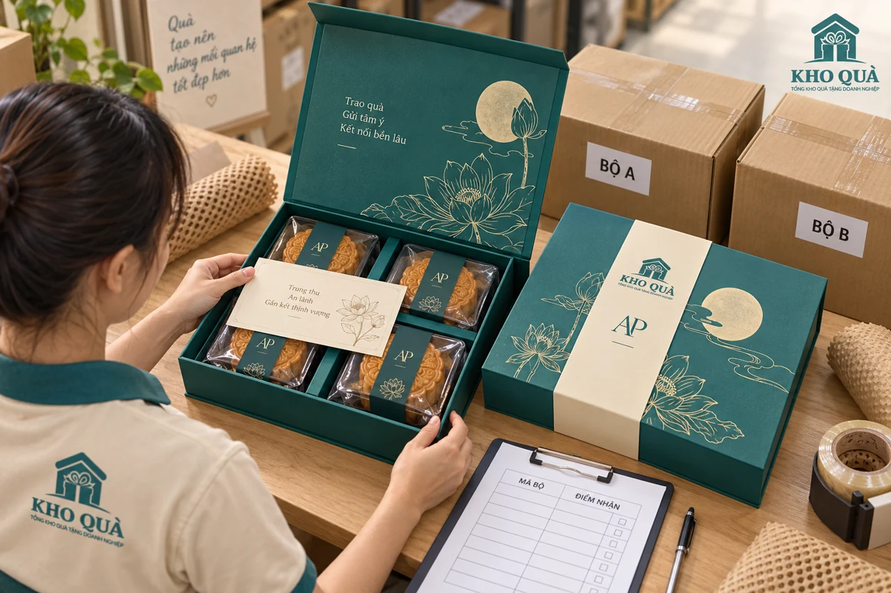 Cảnh dựng kiểm hộp bốn bánh cạnh carton Bộ A Bộ B và phiếu mã bộ điểm nhận