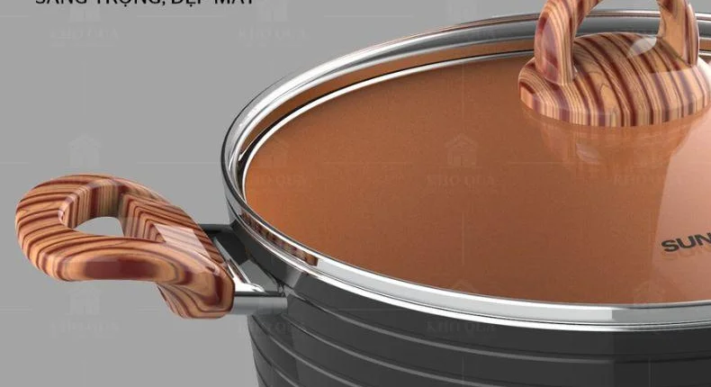 Cận tay nắm nắp và quai có vân gỗ trên mẫu SHG2003MCA