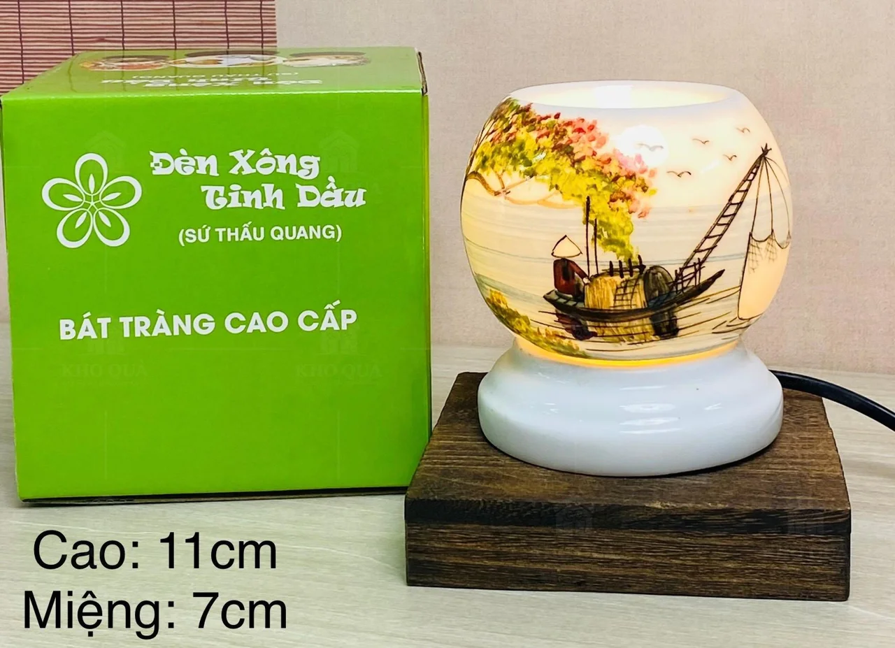 Ảnh mẫu tròn và hộp xanh có ghi cao 11cm, miệng 7cm
