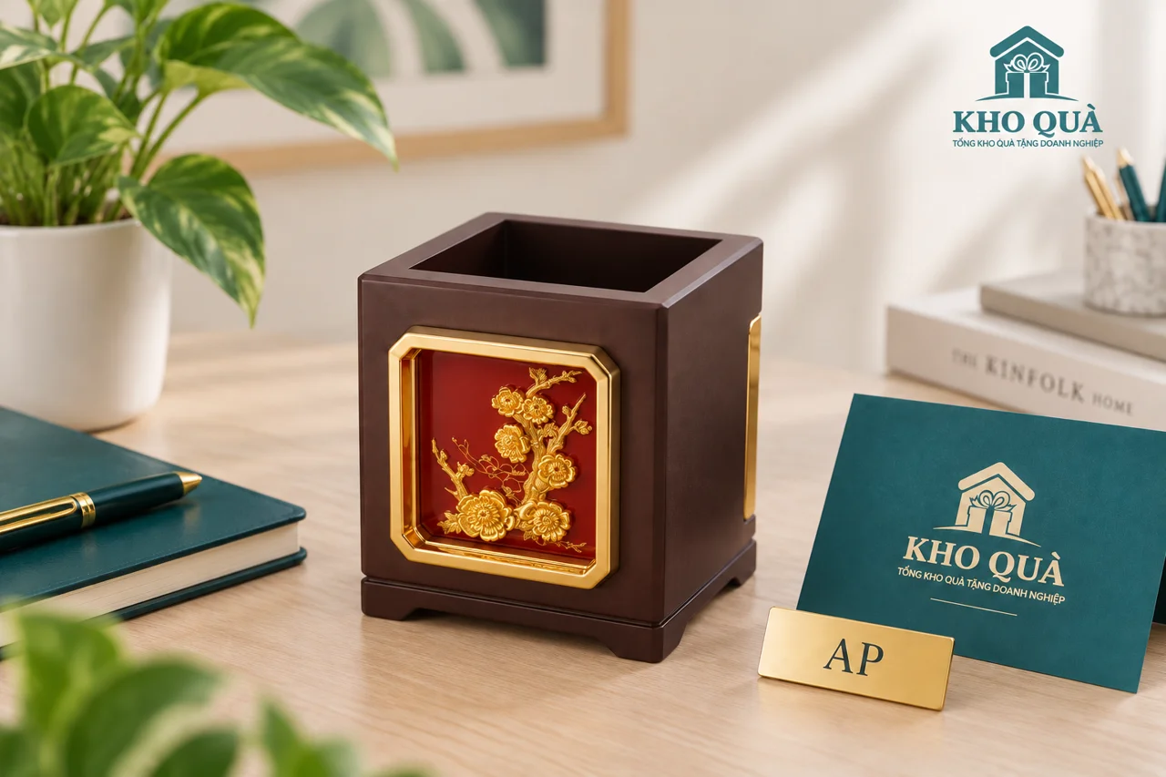 Phương án ống bút và bảng AP rời cùng thiệp trên bàn