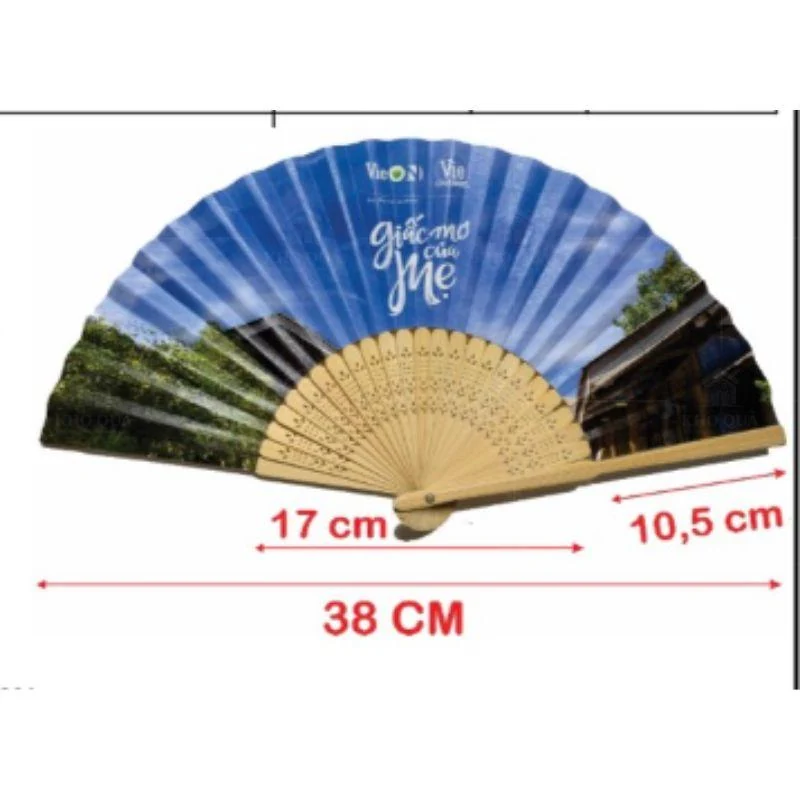 Ảnh quạt nan tre cắt hoa văn có chú thích 38cm, 17cm và 10,5cm