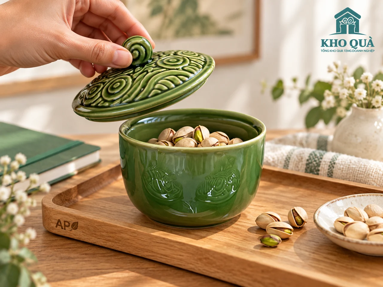 Phương án nhấc nắp hũ xanh và kiểm khoảng hở trên món