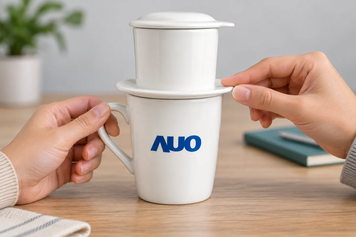 Hai tay giữ quai cốc và vành đỡ phin để kiểm vị trí tiếp xúc