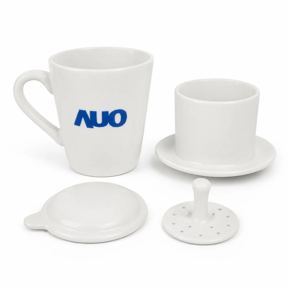 Cốc in AUO, thân phin, nắp và tấm nén được đặt riêng