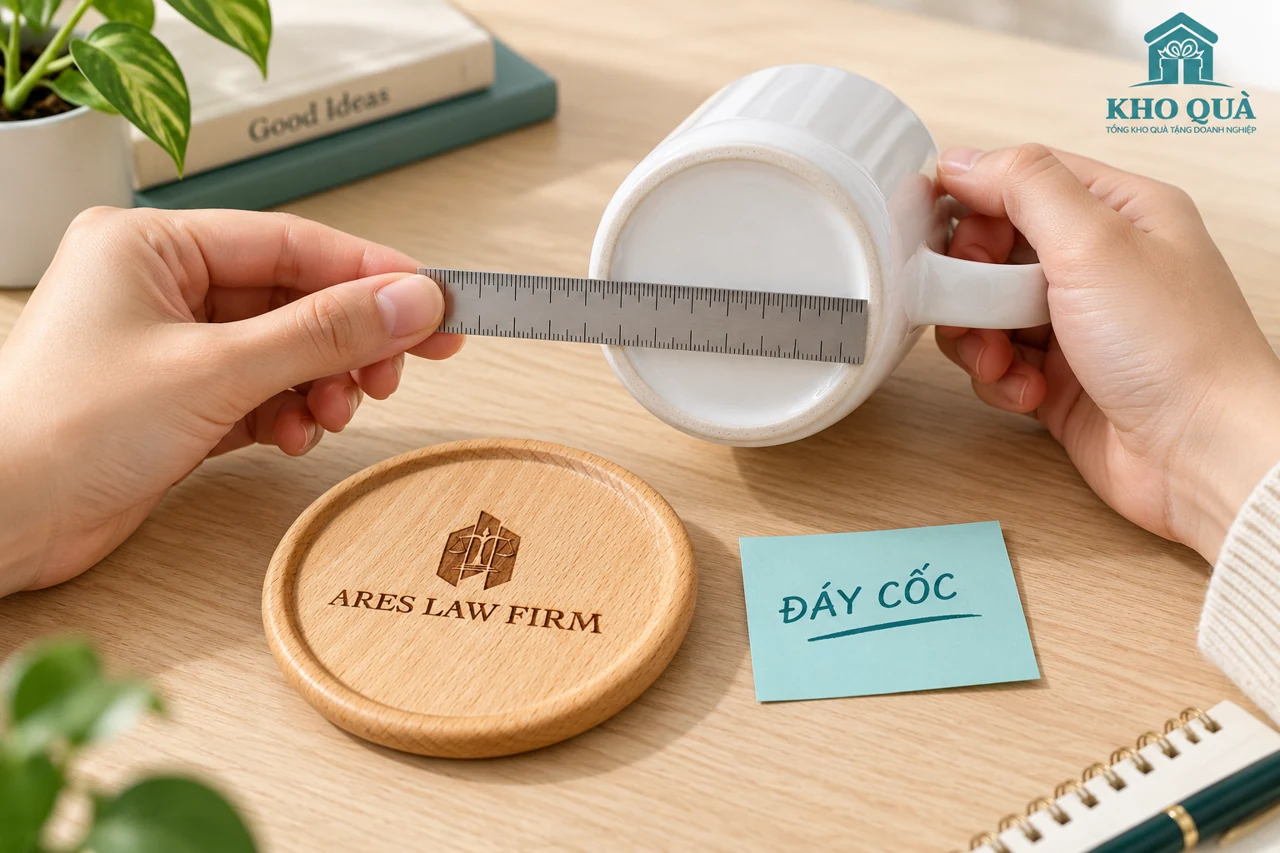 Phương án đo đáy tiếp xúc của cốc và đối chiếu với lòng lót gỗ