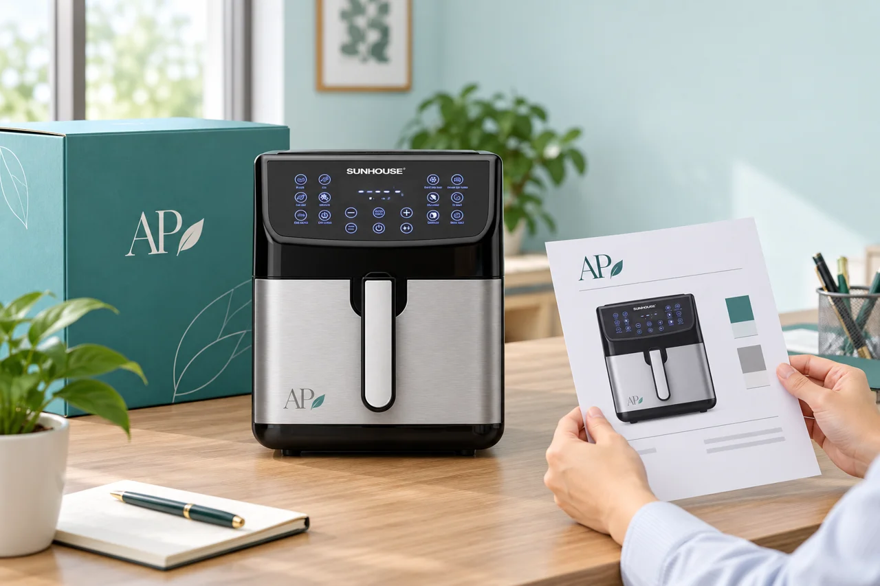Phương án duyệt logo AP trên mặt bạc nồi điện tử và hộp quà